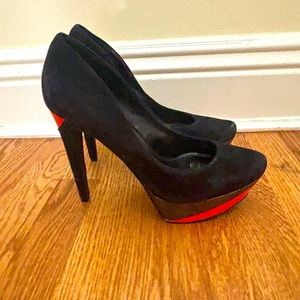 Jessica Simpson Black/Orange/Gold Heels